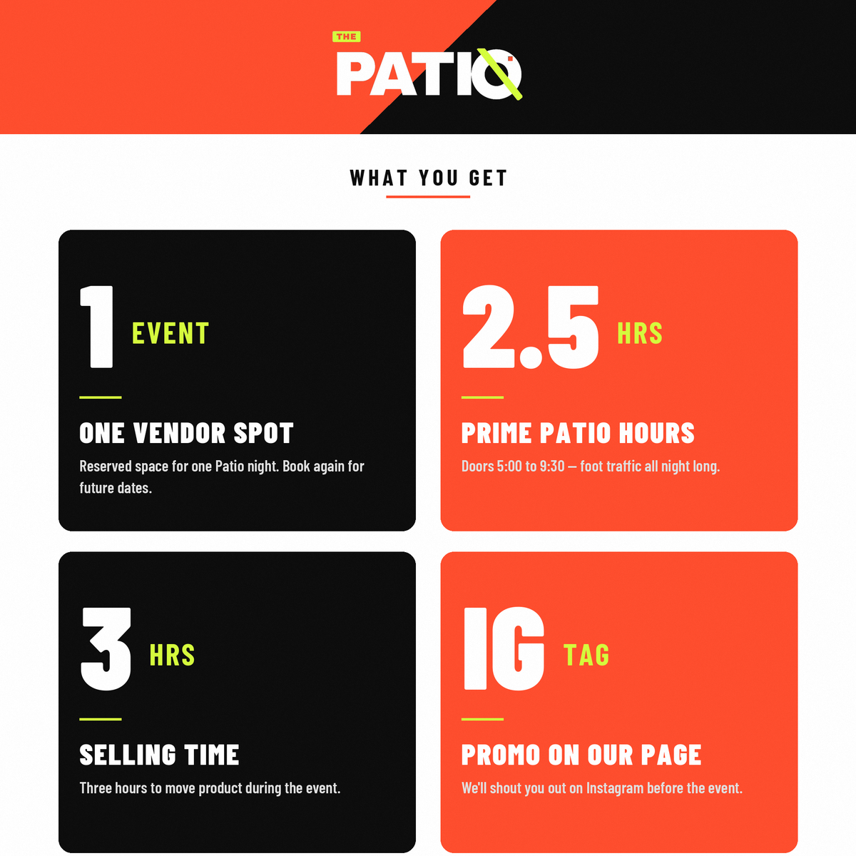 The Patio: vendor application fee