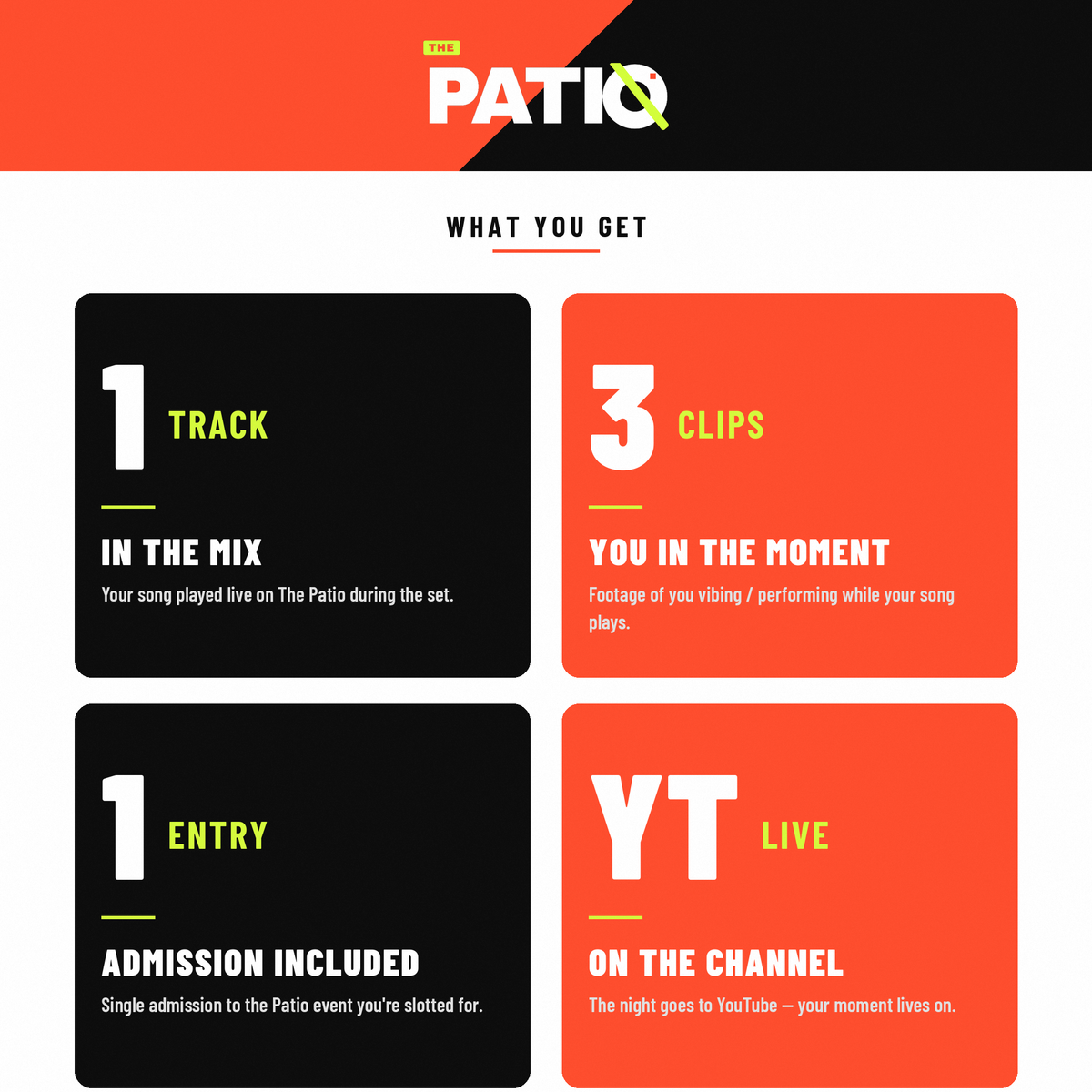 Artist sign-up for The Patio